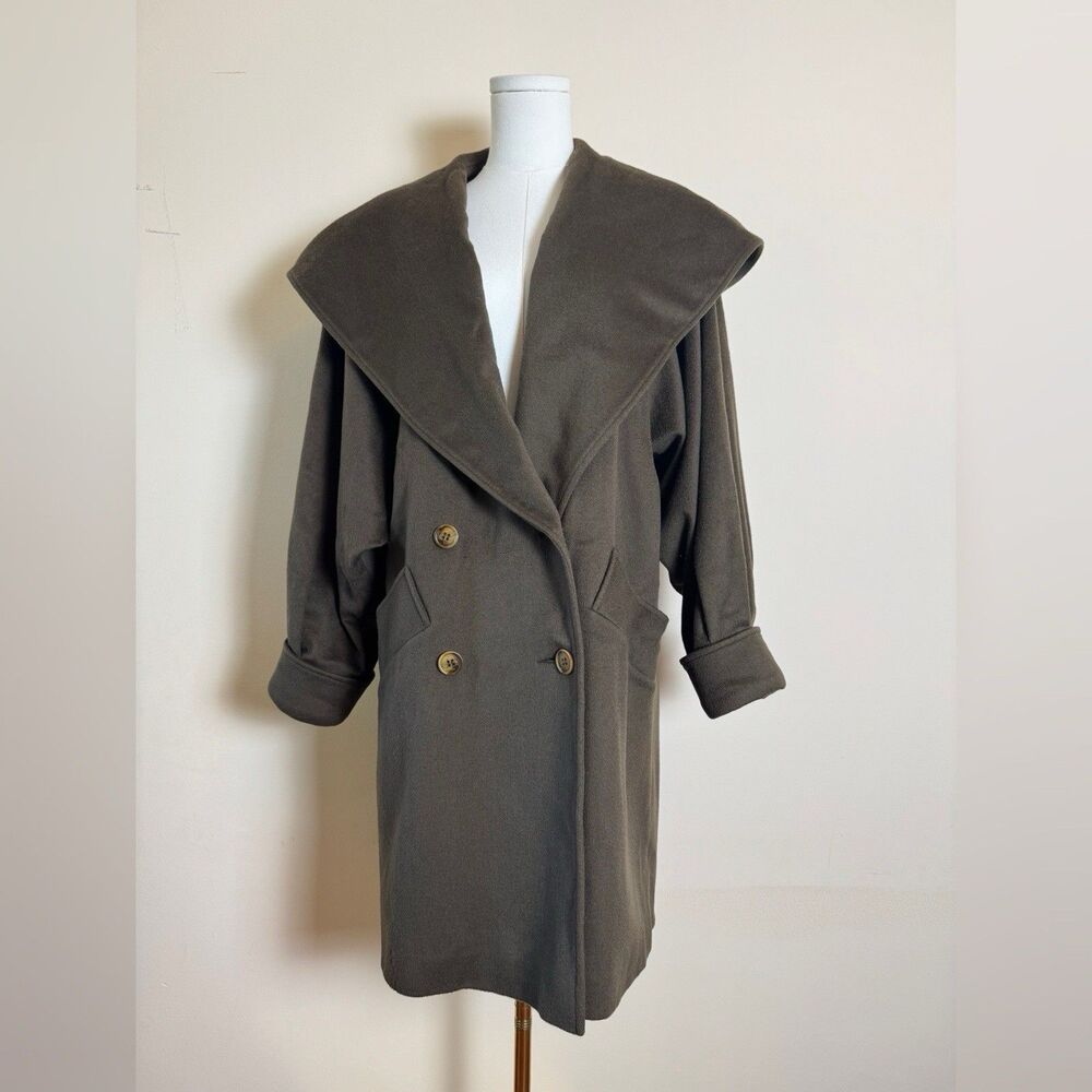 Gemini Vintage 1970's 100% Wool Brown Cape Coat Hood Size Large